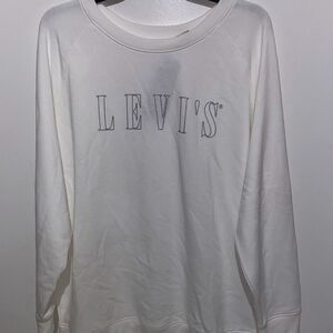 Levi's Women's White Glitter Logo Raglan Long Sleeve Sweatshirt Size 2X NWT